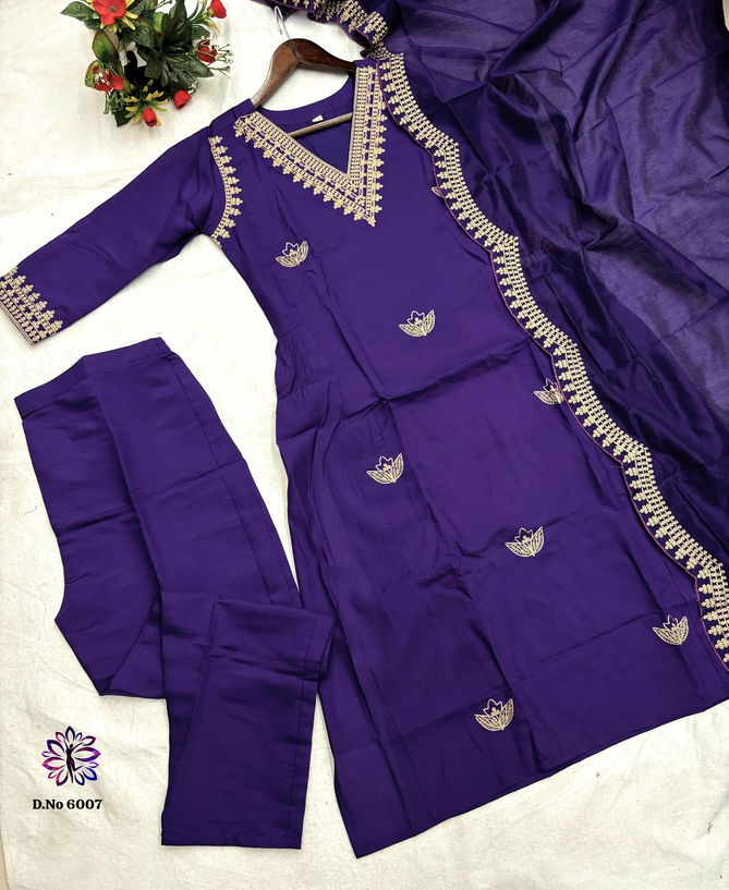 KF 6007 Kalaai PV Chanderi Embroidery Kurti With Bottom Dupatta Suppliers In India